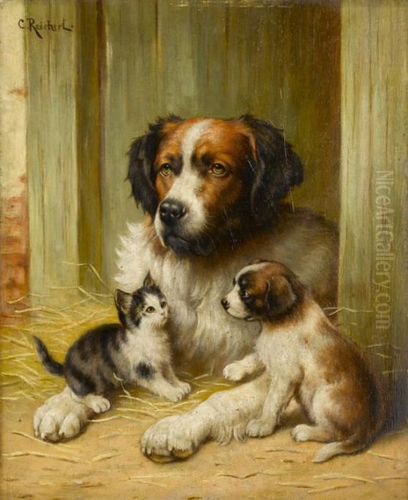 The Happy Family Oil Painting by Carl Reichert