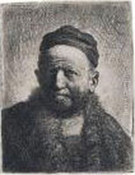 A Man Wearing A Close Cap: Bust Oil Painting by Harmenszoon van Rijn Rembrandt