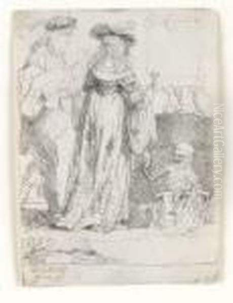 Death Appearing To The Wedded Couple From An Open Grave Oil Painting by Harmenszoon van Rijn Rembrandt