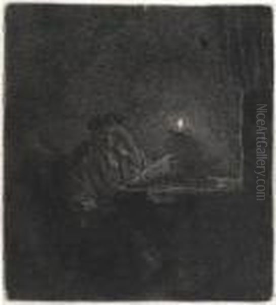 A Student At A Table By Candlelight Oil Painting by Harmenszoon van Rijn Rembrandt