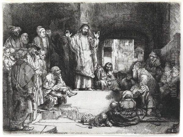 Christ Preaching Oil Painting by Harmenszoon van Rijn Rembrandt
