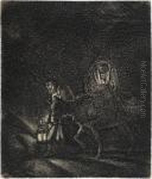 The Flight Into Egypt: A Night Piece Oil Painting by Harmenszoon van Rijn Rembrandt