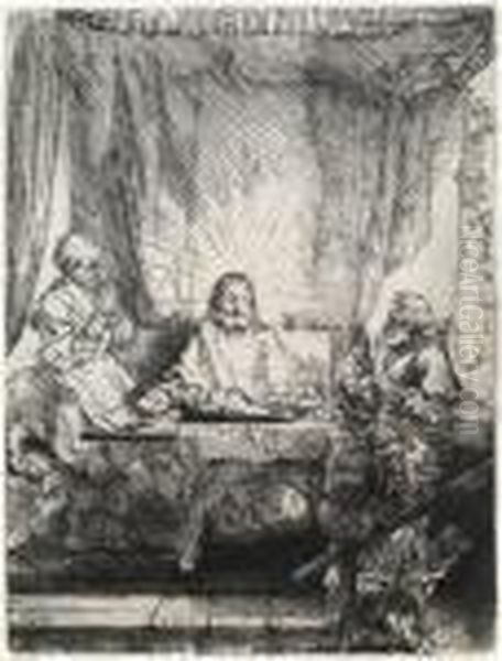 Christ At Emmaus Oil Painting by Harmenszoon van Rijn Rembrandt