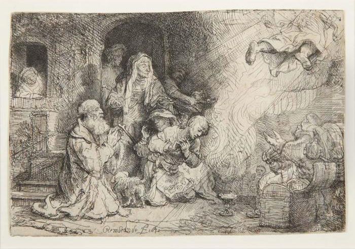 The Angel Departing From The Family Of Tobias Oil Painting by Harmenszoon van Rijn Rembrandt