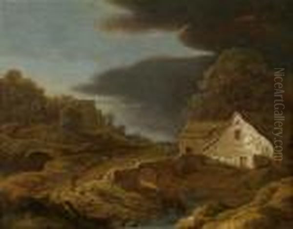 Landscape With A Huntsman And A Horseman Oil Painting by Harmenszoon van Rijn Rembrandt