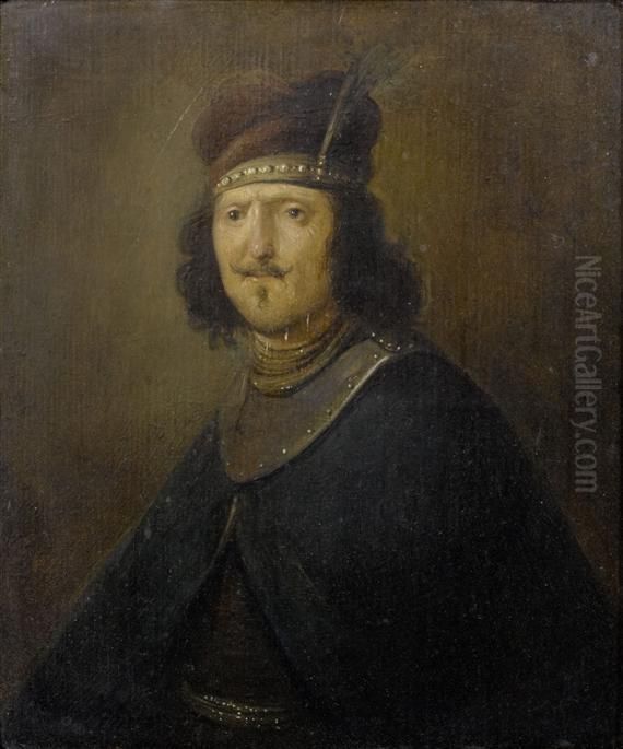 Tronie (character Portrait) Of A Man In A Feathered Turban Oil Painting by Harmenszoon van Rijn Rembrandt