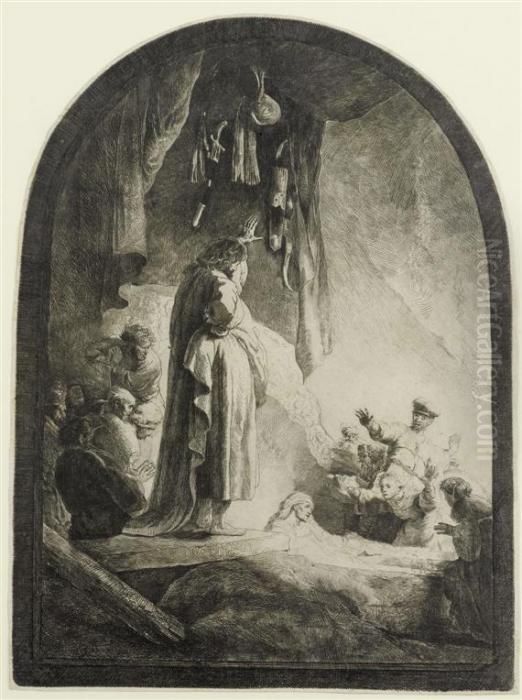 The Great Raising Of Lazarus Oil Painting by Harmenszoon van Rijn Rembrandt