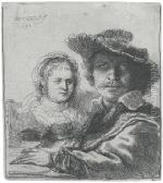Self Portrait With Saskia Oil Painting by Harmenszoon van Rijn Rembrandt