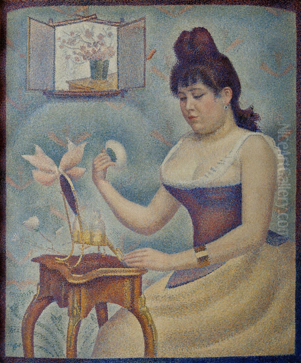Young Woman Powdering Herself Oil Painting by Georges Seurat