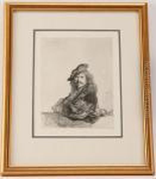 A Rembrandt Self Portrait Oil Painting by Harmenszoon van Rijn Rembrandt