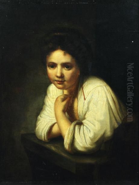 Jeune Fille A Sa Fenetre Oil Painting by Harmenszoon van Rijn Rembrandt