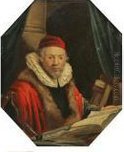 Portratt Forestallande Hugo Grotius Oil Painting by Harmenszoon van Rijn Rembrandt