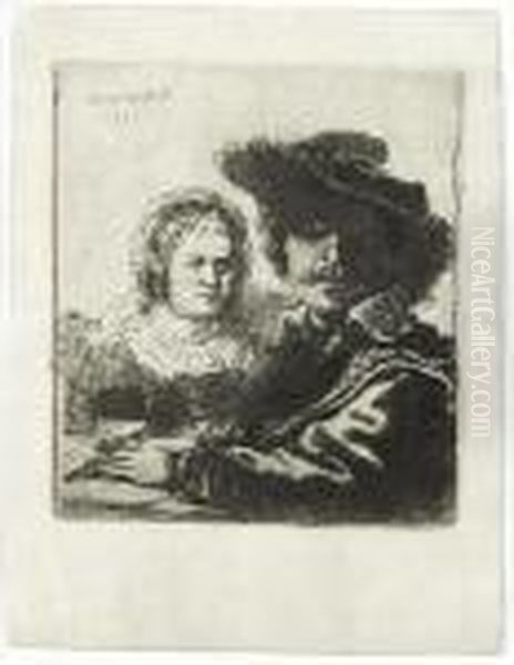 Self Portrait With Saskia Oil Painting by Harmenszoon van Rijn Rembrandt