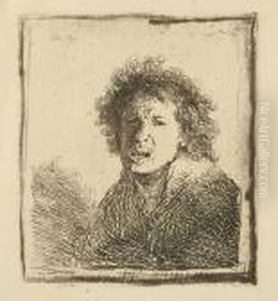 Self Portrait With Open Mouth Oil Painting by Harmenszoon van Rijn Rembrandt