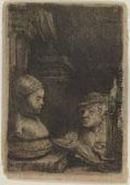 Man Drawing From A Cast Oil Painting by Harmenszoon van Rijn Rembrandt