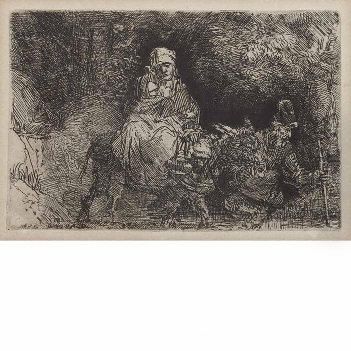 Flight Into Egypt, Crossing A Brook Oil Painting by Harmenszoon van Rijn Rembrandt