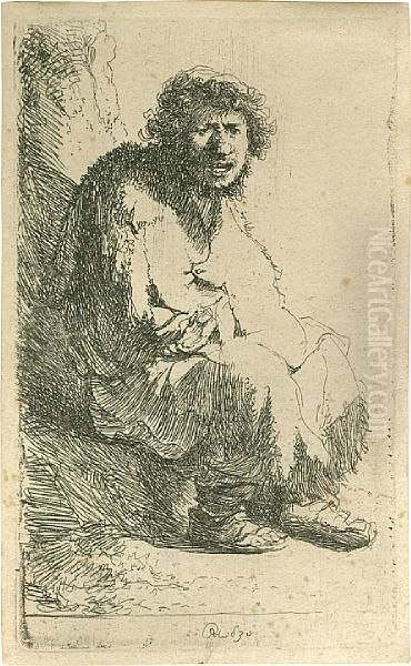 A Beggar Seated On A Bank Oil Painting by Harmenszoon van Rijn Rembrandt