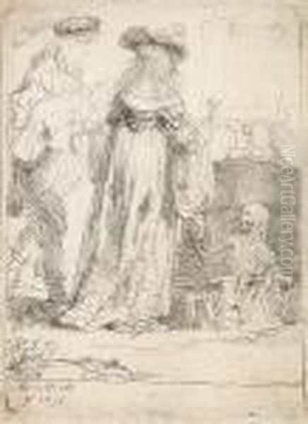 Death Appearing To A Wedded Couple From An Open Grave Oil Painting by Harmenszoon van Rijn Rembrandt