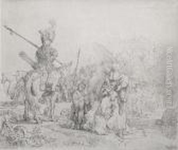 The Baptism Of The Eunuch Oil Painting by Harmenszoon van Rijn Rembrandt