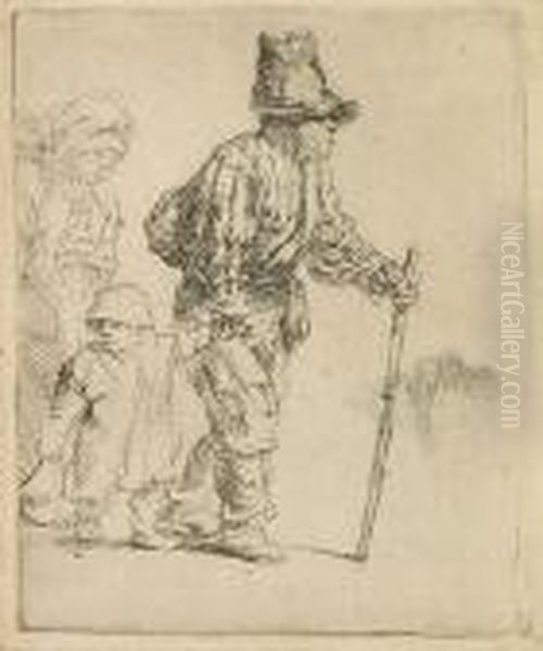 Peasant Family On The Tramp Oil Painting by Harmenszoon van Rijn Rembrandt