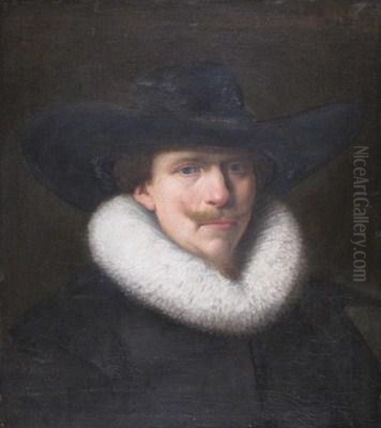 Portrait Of A Gentleman In A Ruff And Wide-brimmed Hat Oil Painting by Harmenszoon van Rijn Rembrandt
