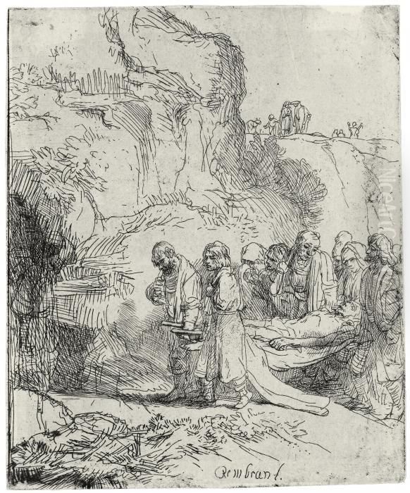 Christ Carried To The Tomb Oil Painting by Harmenszoon van Rijn Rembrandt