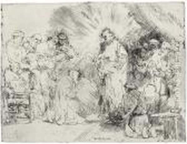 Christ Appearing To The Apostles Oil Painting by Harmenszoon van Rijn Rembrandt
