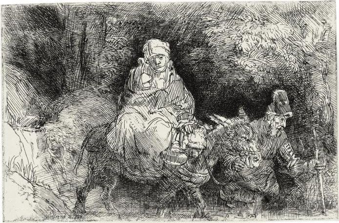 The Flight From Egypt: Crossing A Brook Oil Painting by Harmenszoon van Rijn Rembrandt