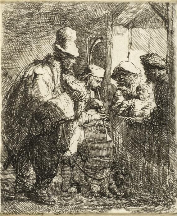 Travelling Musicians Oil Painting by Harmenszoon van Rijn Rembrandt