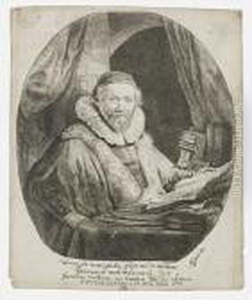 Portrait Of Jan Uytenbogaert, Preacher Of The Remonstrants Oil Painting by Harmenszoon van Rijn Rembrandt