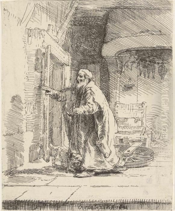 The Blindness Of Tobit: Large Plate Oil Painting by Harmenszoon van Rijn Rembrandt