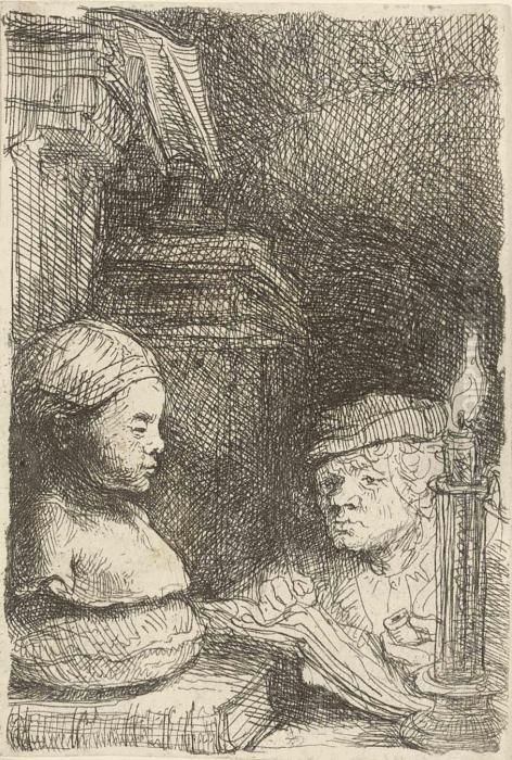 A Man Drawing From A Cast Oil Painting by Harmenszoon van Rijn Rembrandt