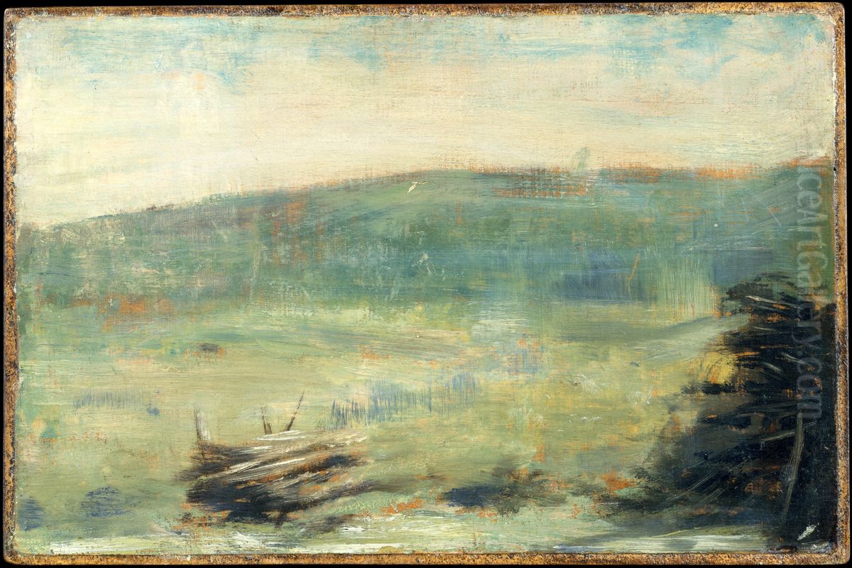 Landscape at Saint-Ouen Oil Painting by Georges Seurat