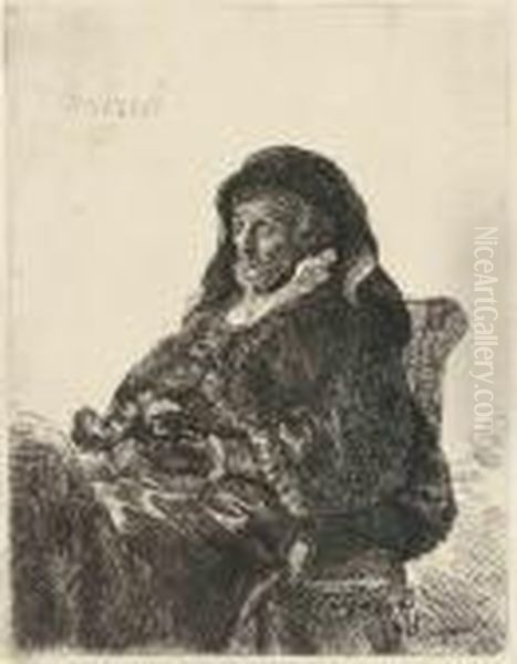 The Artist's Mother In Widow's Dress And Black Gloves Oil Painting by Harmenszoon van Rijn Rembrandt