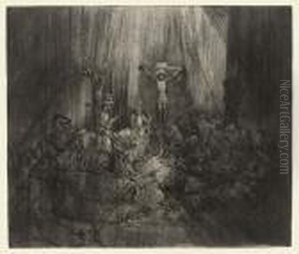 'the Three Crosses' Oil Painting by Harmenszoon van Rijn Rembrandt