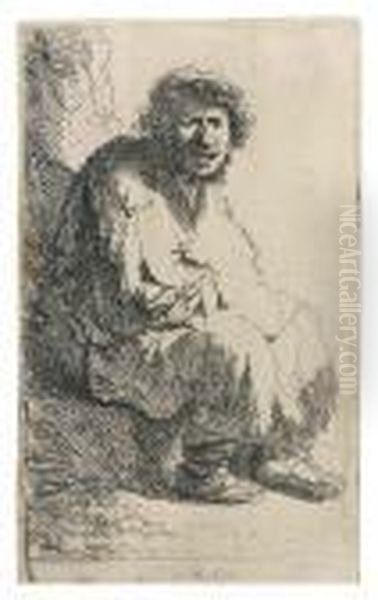 A Seated Beggar On A Bank Oil Painting by Harmenszoon van Rijn Rembrandt