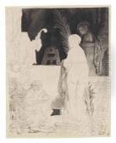 The Artist Drawing From The Model Oil Painting by Harmenszoon van Rijn Rembrandt