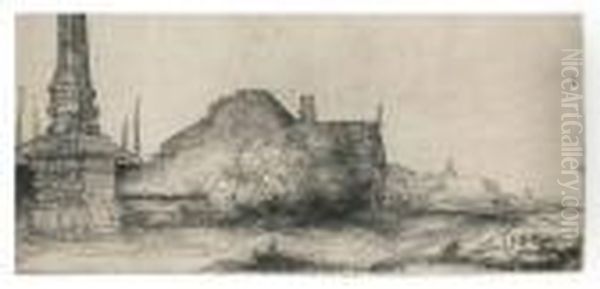 Landscape With An Obelisk Oil Painting by Harmenszoon van Rijn Rembrandt