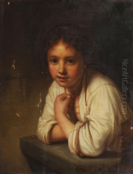 Jeune Fille A Sa Fenetre Oil Painting by Harmenszoon van Rijn Rembrandt