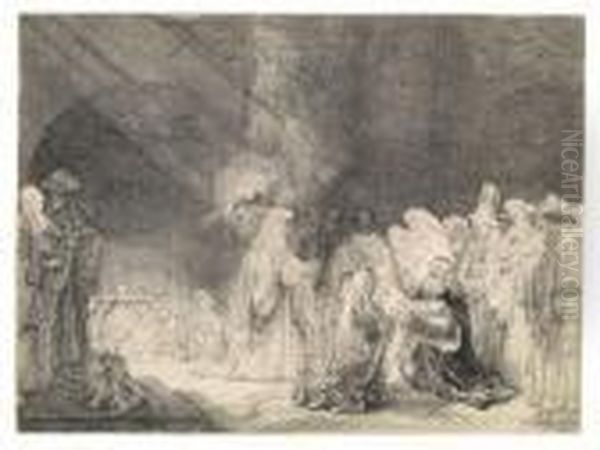 Die Darstellung Im Tempel, Im Breitformat Oil Painting by Harmenszoon van Rijn Rembrandt