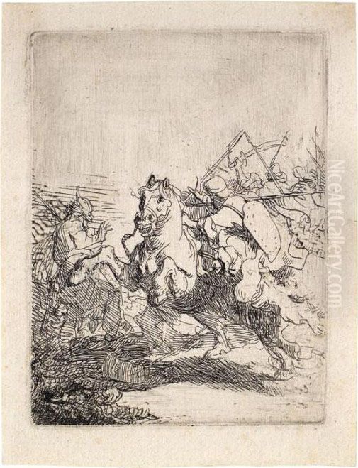 Das Reitergefecht Oil Painting by Harmenszoon van Rijn Rembrandt
