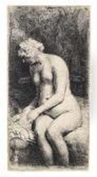 Nackte Frau Im Freien Mit Den Fussen Im Wasser Oil Painting by Harmenszoon van Rijn Rembrandt