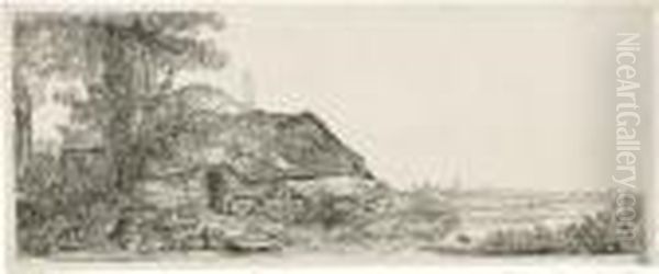 Die Hutte Bei Dem Grossen Baum Oil Painting by Harmenszoon van Rijn Rembrandt