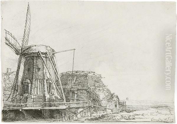 Die Windmuhle Oil Painting by Harmenszoon van Rijn Rembrandt
