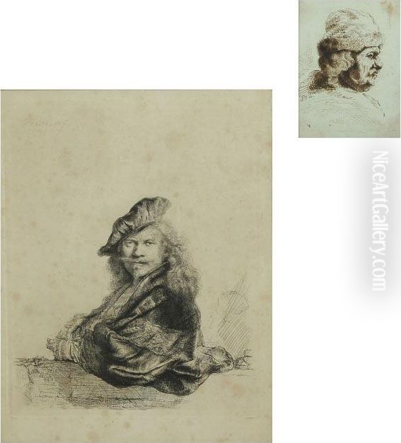 Portrait Of A Man And Self-portrait Oil Painting by Harmenszoon van Rijn Rembrandt