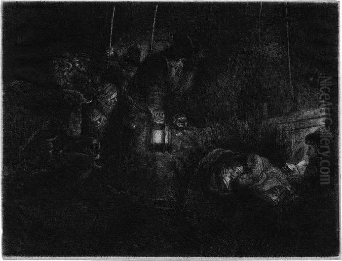 Die Anbetung Der Hirten Bei Nacht Oil Painting by Harmenszoon van Rijn Rembrandt