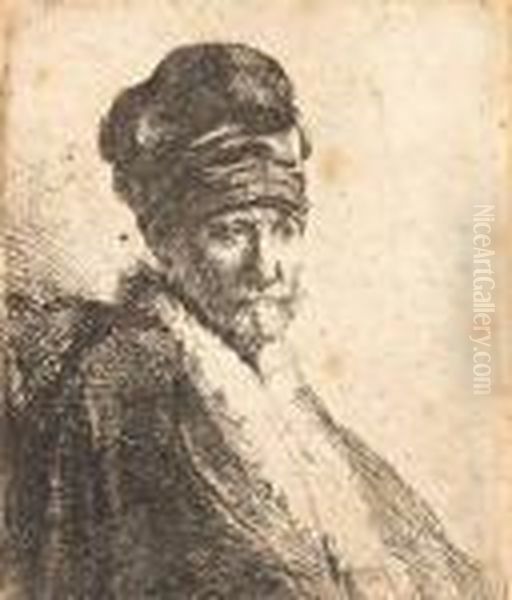 Man Met Baard Met Hoge Muts (mogelijk De Vader Vanrembrandt) Oil Painting by Harmenszoon van Rijn Rembrandt