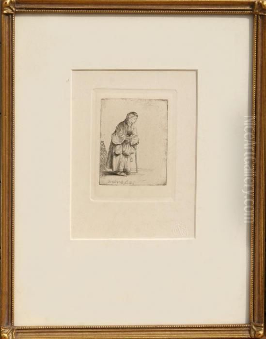 Beggar Woman Leaning On A Stick Oil Painting by Harmenszoon van Rijn Rembrandt