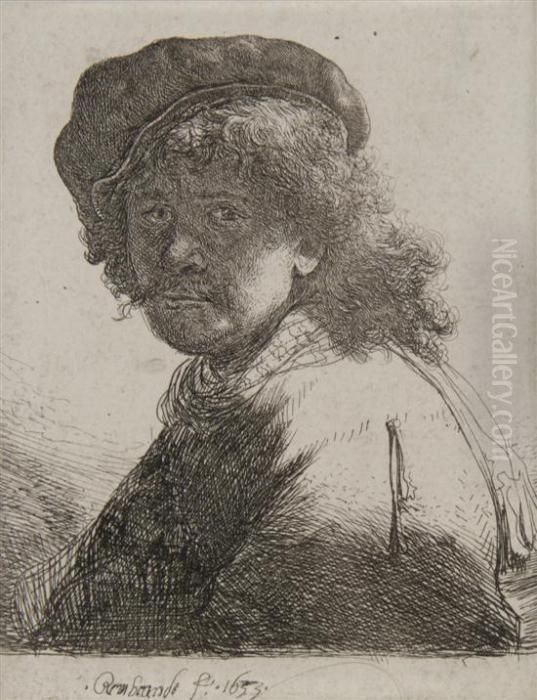 Rembrandt In Cap And Scarf Oil Painting by Harmenszoon van Rijn Rembrandt