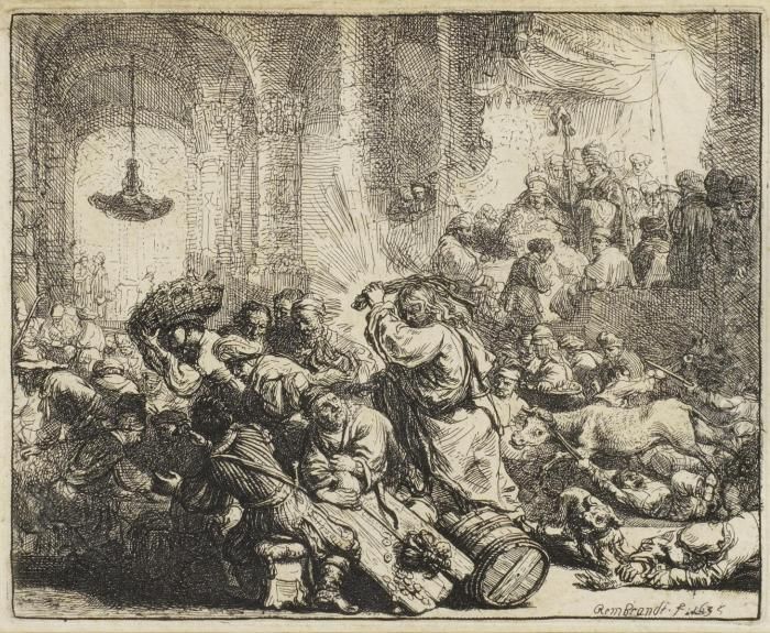 Christ Expells The Merchants From Thetemple Oil Painting by Harmenszoon van Rijn Rembrandt